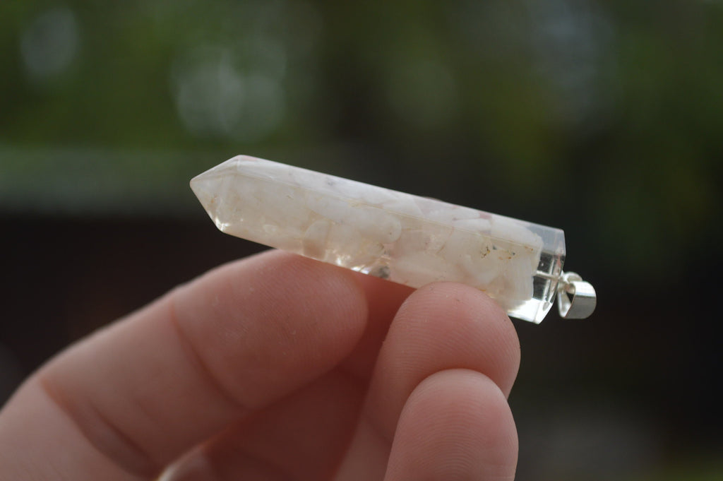 Polished Packaged Hand Crafted Resin Pendant with Moonstone Chips - sold per piece - From Bulwer, South Africa - TopRock