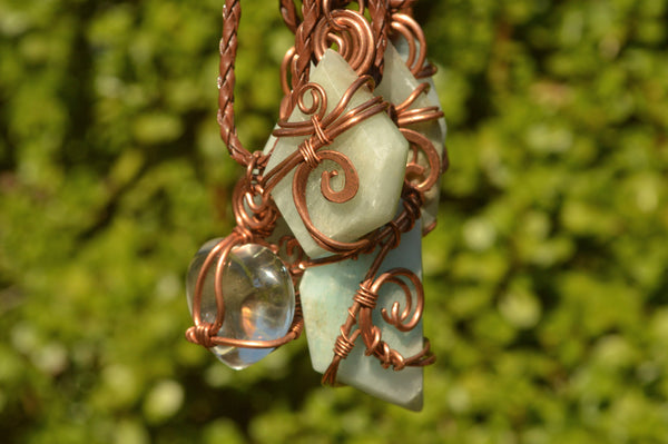 Polished Mixed Jewellery Free Forms With Copper Art Wire Pendants x 7 From Southern Africa - TopRock