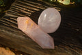 Polished Pink Rose Quartz Standing Free Form & DT Point x 2 From Antsirabe, Madagascar - Toprock Gemstones and Minerals 