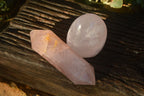 Polished Pink Rose Quartz Standing Free Form & DT Point x 2 From Antsirabe, Madagascar - Toprock Gemstones and Minerals 