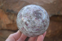 Polished Rubellite Pink Tourmaline Matrix Spheres x 2 From Madagascar - Toprock Gemstones and Minerals 