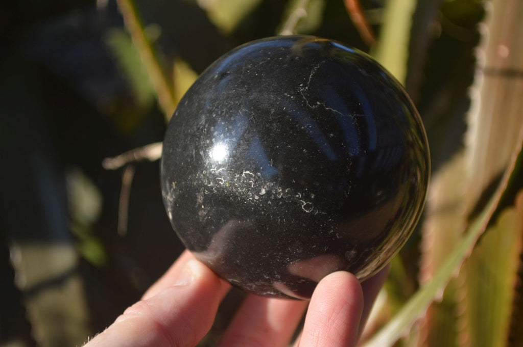 Polished Black Basalt Spheres x 2 From Madagascar - Toprock Gemstones and Minerals 