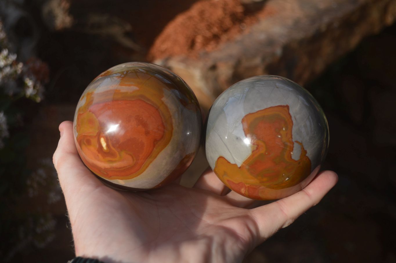 Polished Polychrome Jasper Spheres  x 2 From Madagascar - Toprock Gemstones and Minerals 
