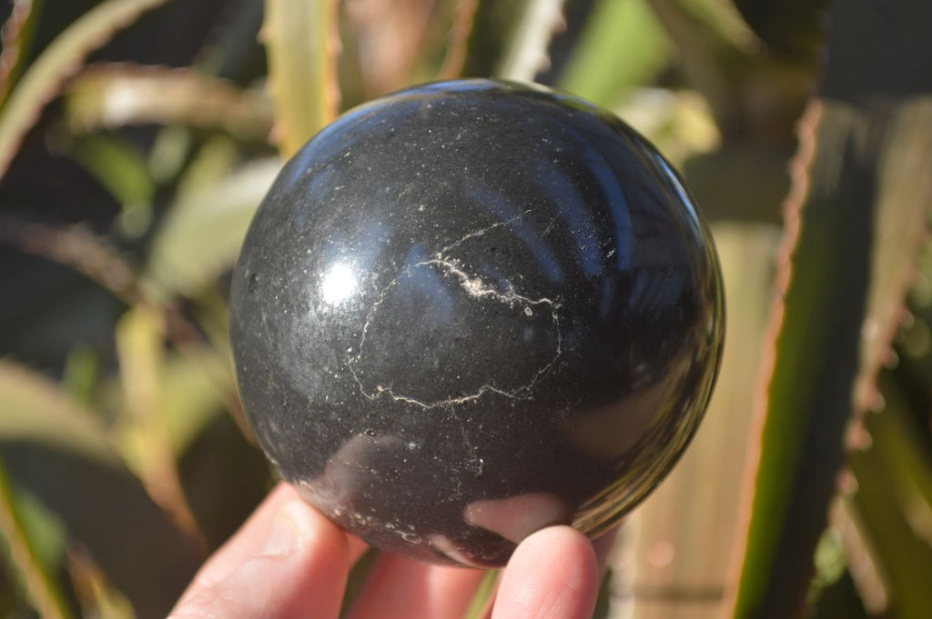 Polished Black Basalt Spheres x 2 From Madagascar - Toprock Gemstones and Minerals 