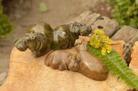Polished Hand Carved Verdite Hippos  x 2 From Zimbabwe - TopRock