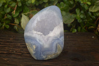 Polished Blue Lace Agate Geode Standing Free Form x 1 From Nsanje, Malawi