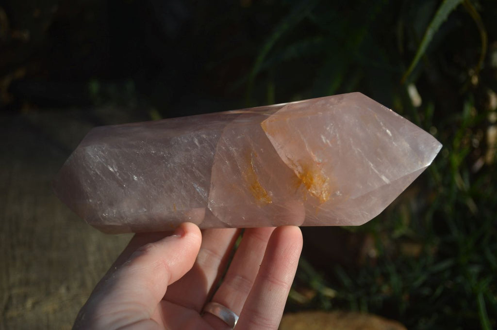 Polished Pink Rose Quartz Standing Free Form & DT Point x 2 From Antsirabe, Madagascar - Toprock Gemstones and Minerals 