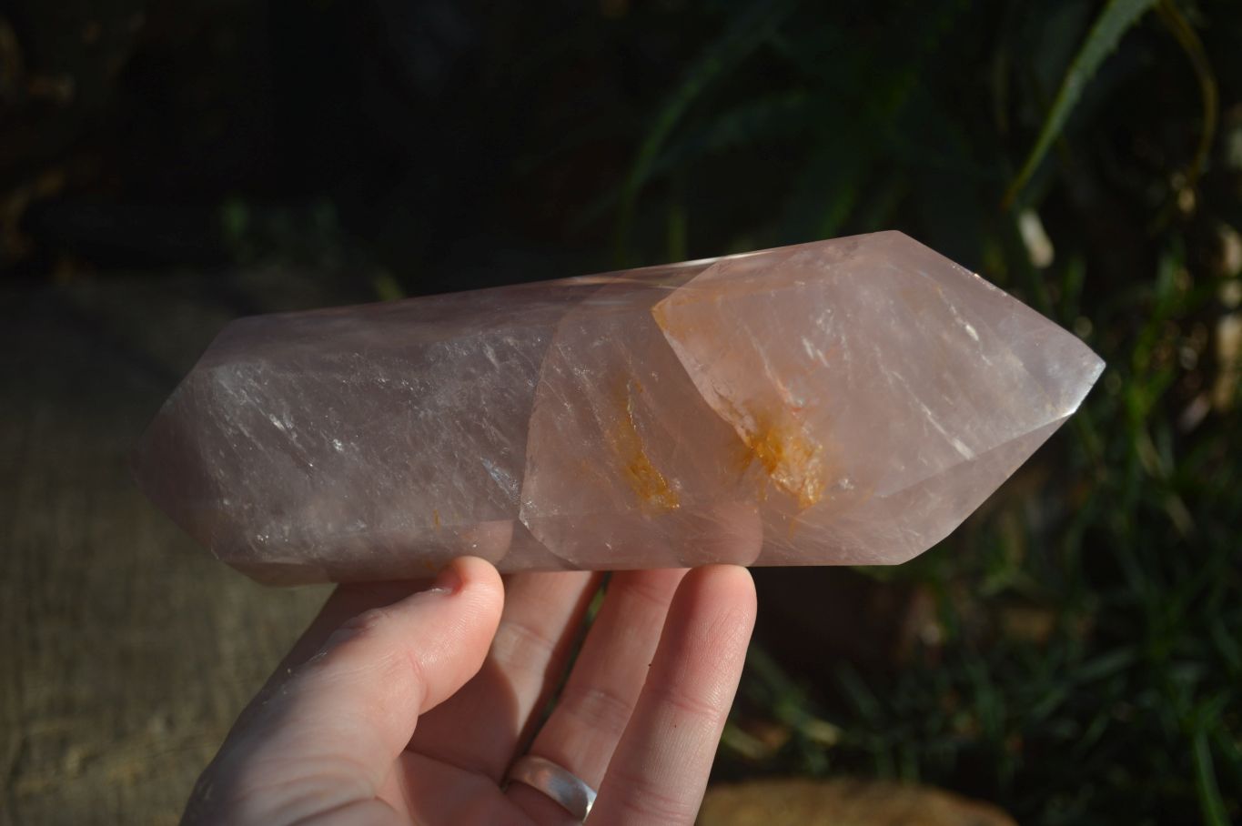 Polished Pink Rose Quartz Standing Free Form & DT Point x 2 From Antsirabe, Madagascar - Toprock Gemstones and Minerals 