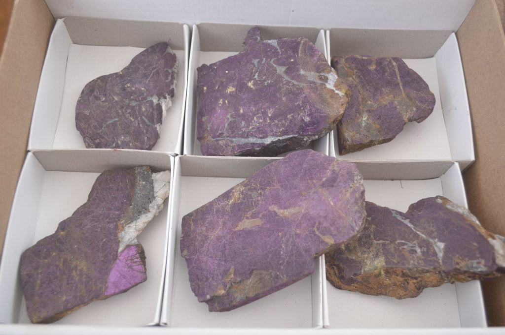 Polished  Metallic Purpurite Slices With Matte Finish x 6 From Erongo, Namibia - Toprock Gemstones and Minerals 