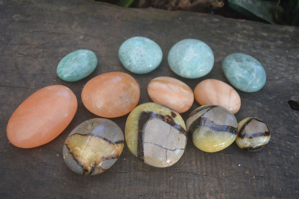Polished Lovely Mixed Selection Of Palm Stones  x 12 From Madagascar - Toprock Gemstones and Minerals 