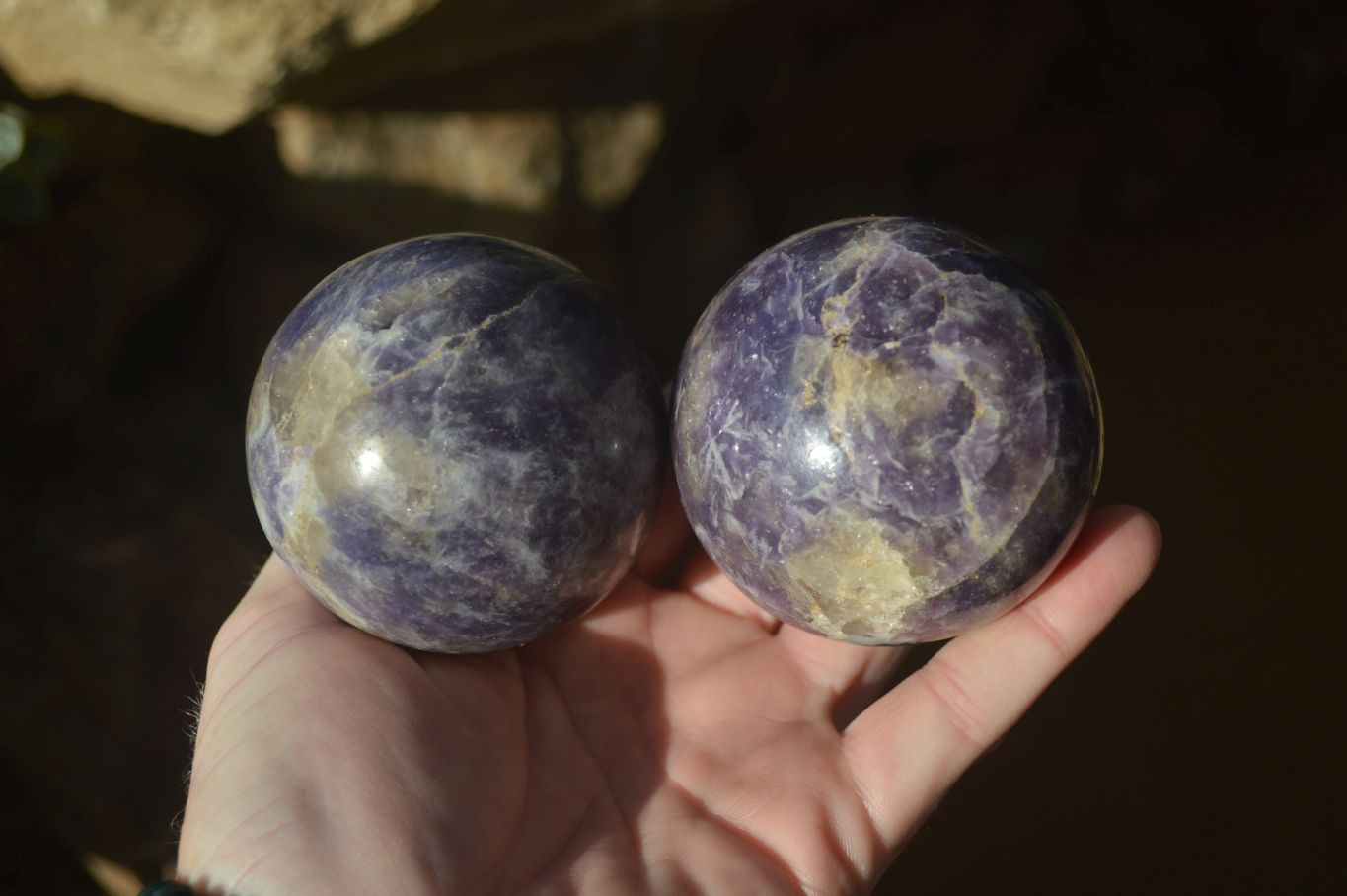 Polished Purple Lepidolite Spheres  x 6 From Zimbabwe - Toprock Gemstones and Minerals 