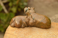 Polished Hand Carved Verdite Hippos  x 2 From Zimbabwe - TopRock