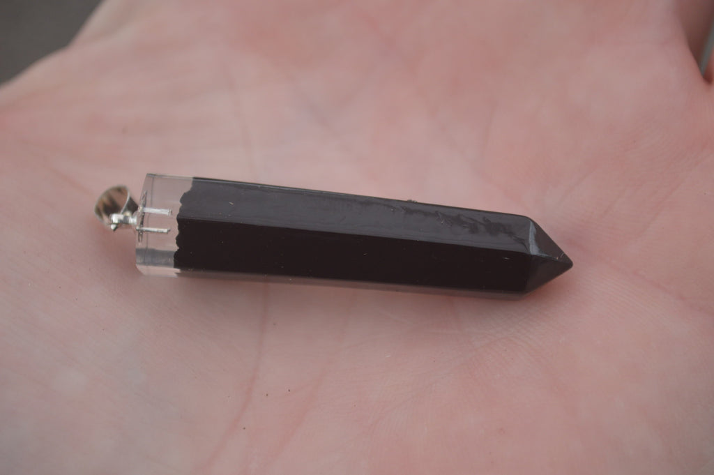 Polished Packaged Hand Crafted Resin Pendant with Black Tourmaline Schorl Chips - sold per piece - From Bulwer, South Africa - TopRock