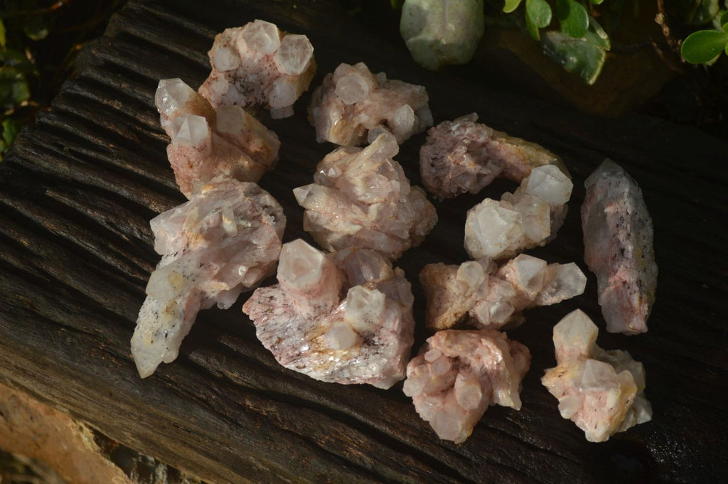 Natural Pink Candle Quartz Clusters  x 12 From Madagascar - Toprock Gemstones and Minerals 