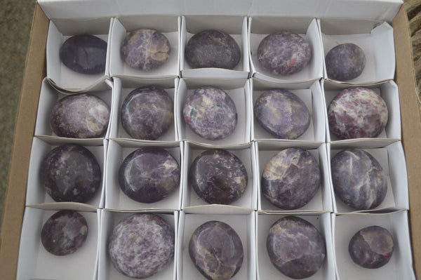 Polished Mini Purple Lepidolite Palm Stones  x 20 From Madagascar - Toprock Gemstones and Minerals 