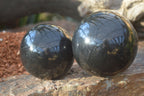 Polished Black Basalt Spheres x 2 From Madagascar - Toprock Gemstones and Minerals 