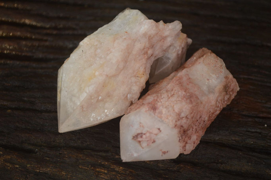Natural Pink & Yellow Pineapple Candle Quartz Crystals x 6 From Madagascar - Toprock Gemstones and Minerals 