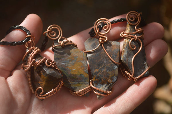 Polished Pietersite Copper Wire Wrapped Pendants  - Sold Per Piece -  From Namibia - TopRock