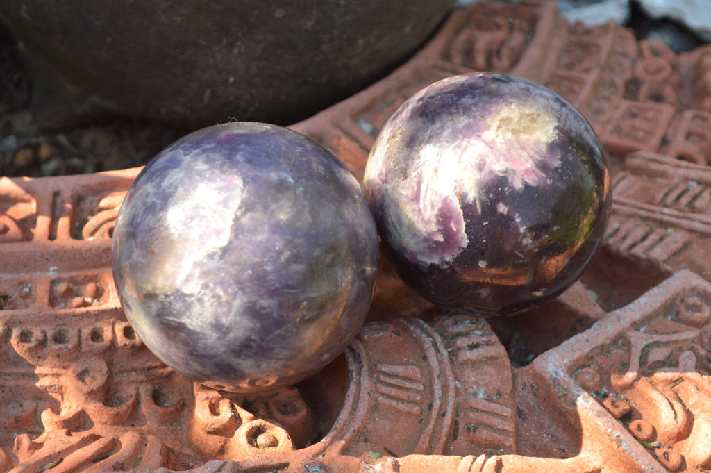 Polished Purple Lepidolite Spheres  x 5 From Madagascar - TopRock