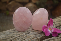 Polished Pink Rose Quartz Standing Free Forms x 2 From Ambatondrazaka, Madagascar - TopRock