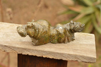 Polished Hand Carved Verdite Hippos  x 2 From Zimbabwe - TopRock
