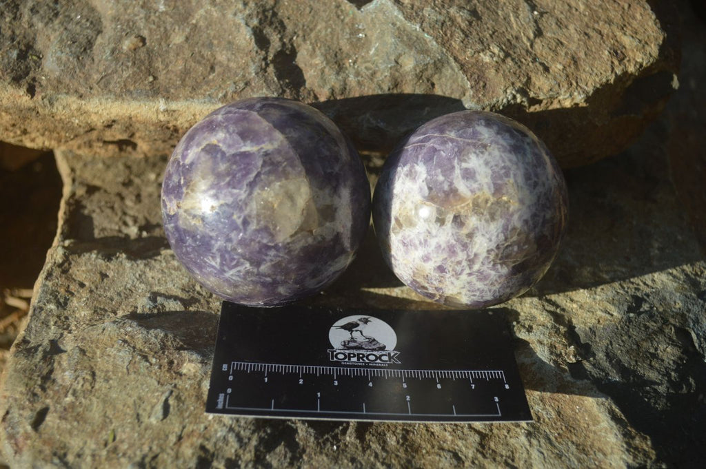 Polished Purple Lepidolite Spheres  x 6 From Zimbabwe - Toprock Gemstones and Minerals 