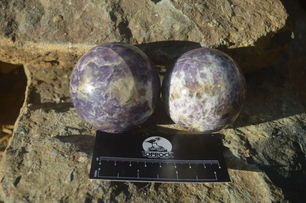 Polished Purple Lepidolite Spheres  x 6 From Zimbabwe - Toprock Gemstones and Minerals 