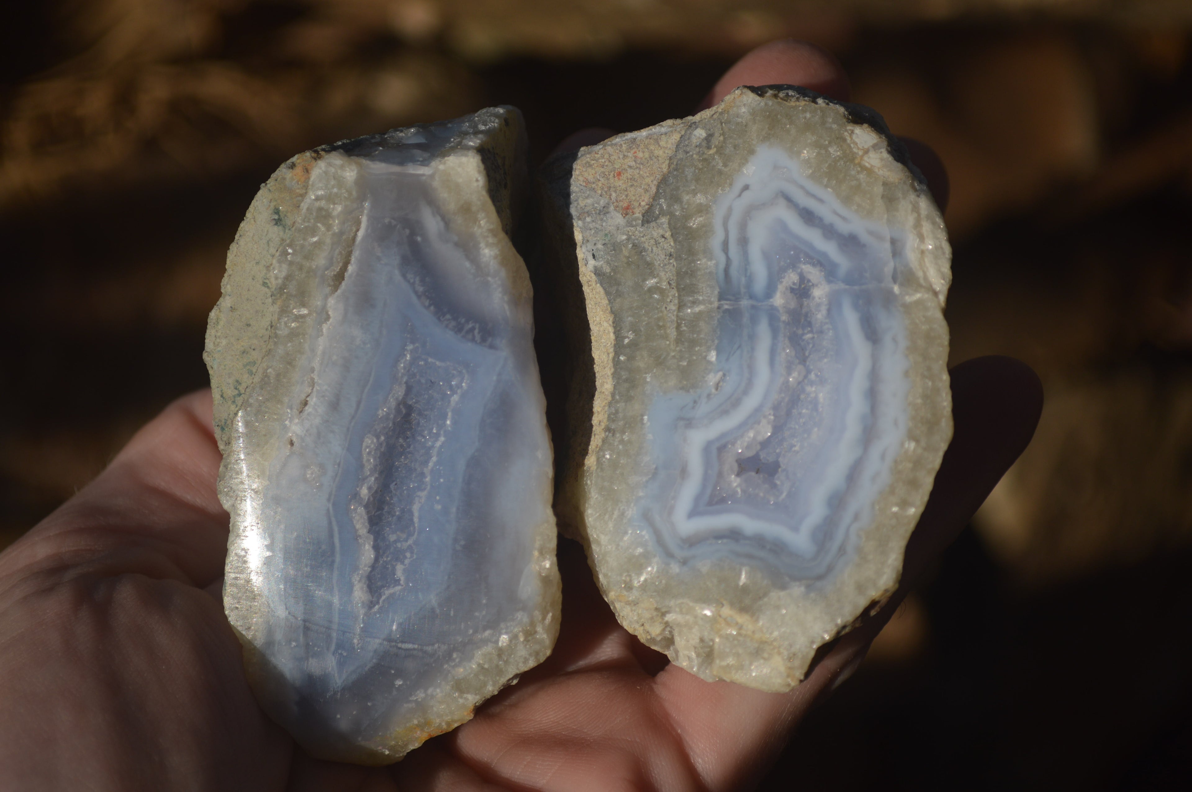 Polished One Side Polished Blue Lace Agate Pieces x 6 From Nsanje, Malawi - Toprock Gemstones and Minerals 