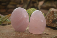 Polished Pink Rose Quartz Standing Free Forms x 2 From Ambatondrazaka, Madagascar - TopRock