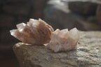 Natural Pink Candle Quartz Clusters  x 12 From Madagascar - Toprock Gemstones and Minerals 