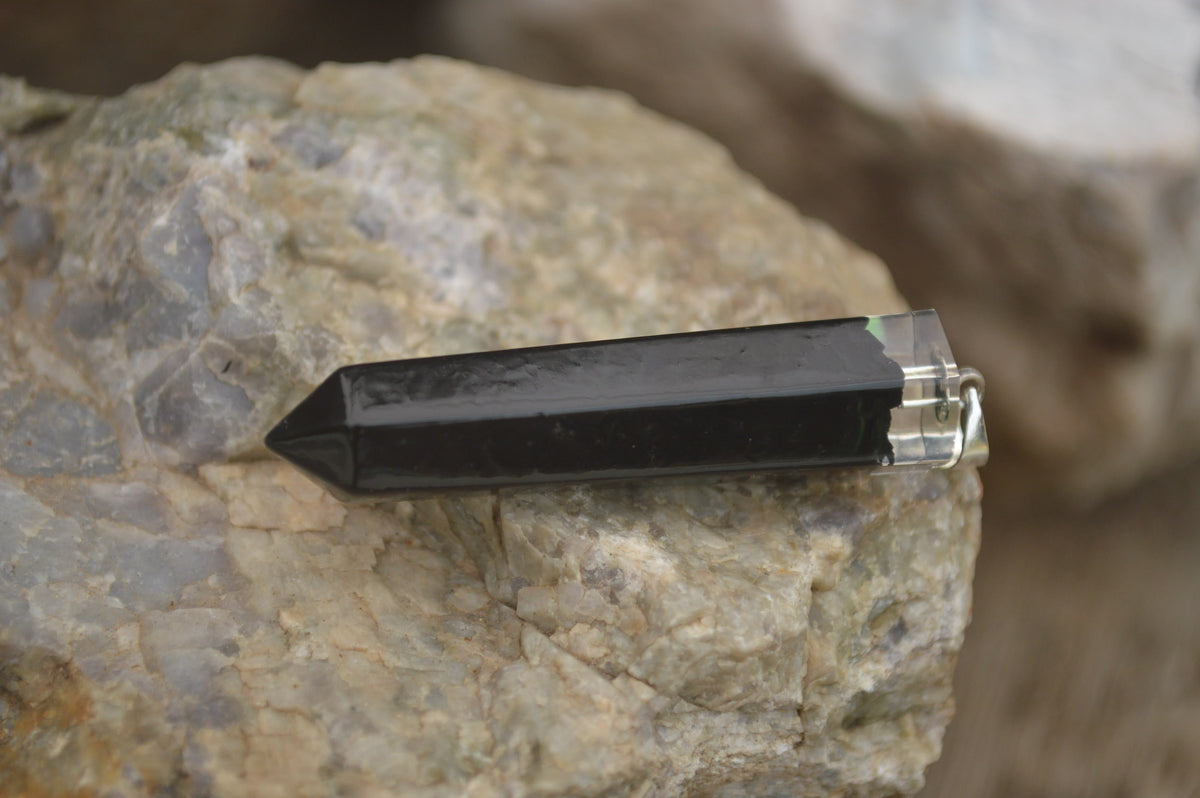 Polished Packaged Hand Crafted Resin Pendant with Black Tourmaline Schorl Chips - sold per piece - From Bulwer, South Africa - TopRock