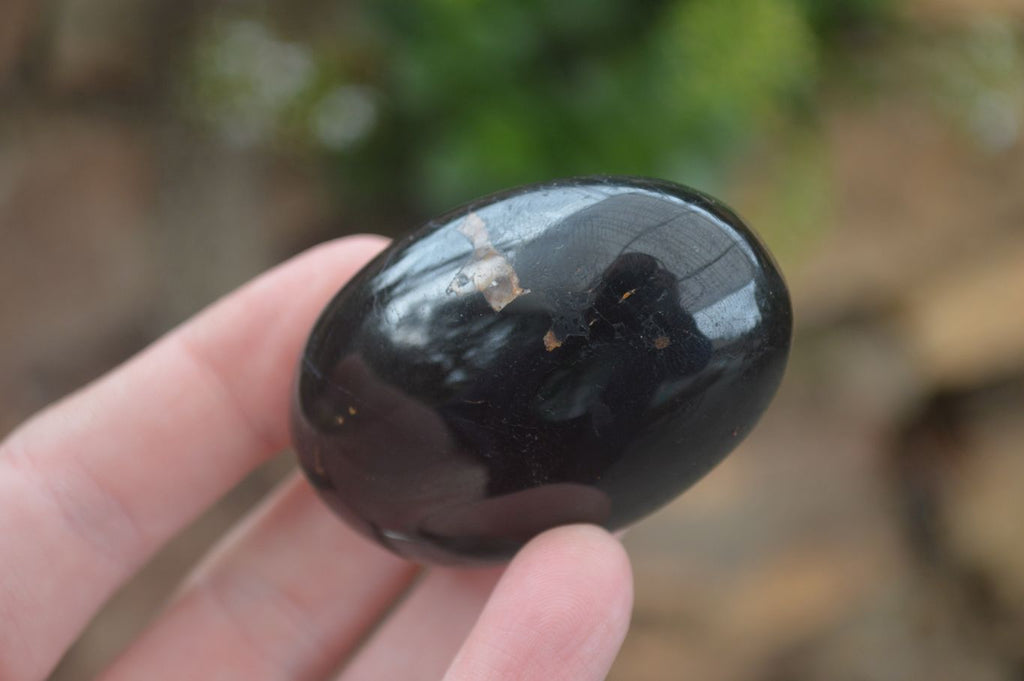 Polished Schorl Black Tourmaline Palm Stones  x 12 From Madagascar - Toprock Gemstones and Minerals 
