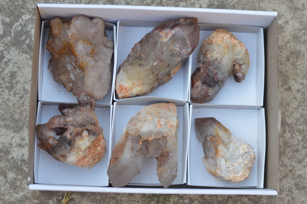 Natural Red Hematoid Phantom Quartz Clusters  x 6 From Karoi, Zimbabwe - TopRock
