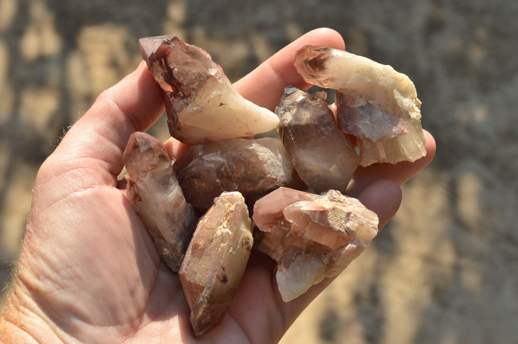Natural Small Single Red Hematoid Quartz Crystals & Clusters  x 43 From Karoi, Zimbabwe - TopRock