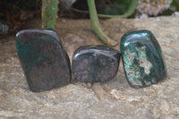 Polished Fluorescent Ruby Corundum In Chrome Verdite Free Forms x 3 From Mutoko, Zimbabwe - Toprock Gemstones and Minerals 