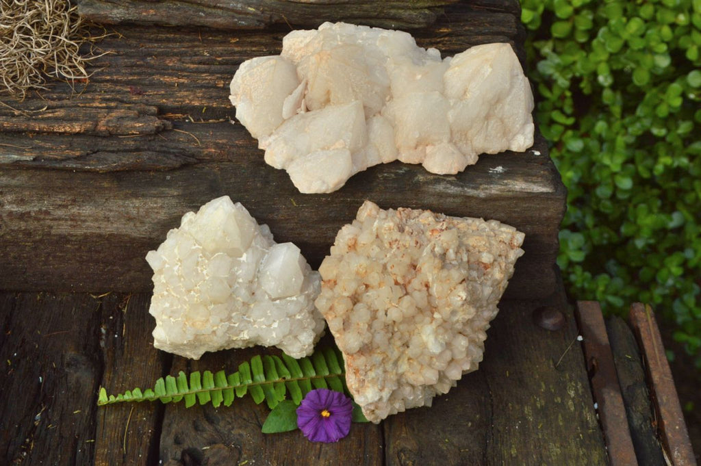 Natural Mixed Quartz Clusters x 3 From Madagascar - TopRock