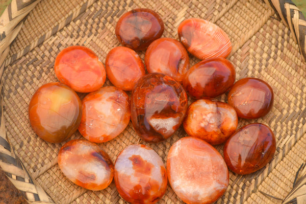 Polished Small Carnelian Palm Stones / Gallets - sold per kg - From Madagascar - TopRock
