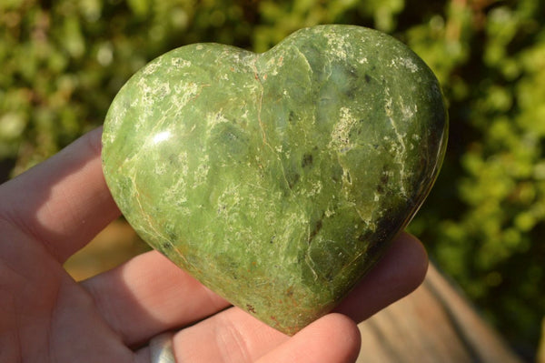 Polished Green Chrysoprase Hearts  x 6 From Tulear, Madagascar - TopRock