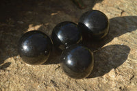 Polished Schorl Black Tourmaline Spheres x 4 From Madagascar - Toprock Gemstones and Minerals 