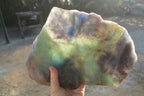 Polished  Watermelon Fluorite Slice With Custom Metal Stand  x 1 From Uis, Namibia - Toprock Gemstones and Minerals 