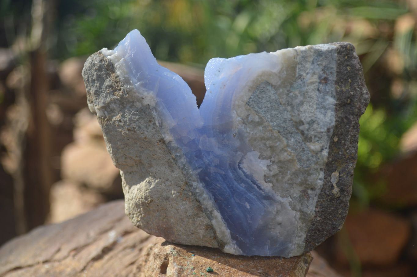 Natural Blue Lace Agate Geode Specimens  x 3 From Malawi - Toprock Gemstones and Minerals 