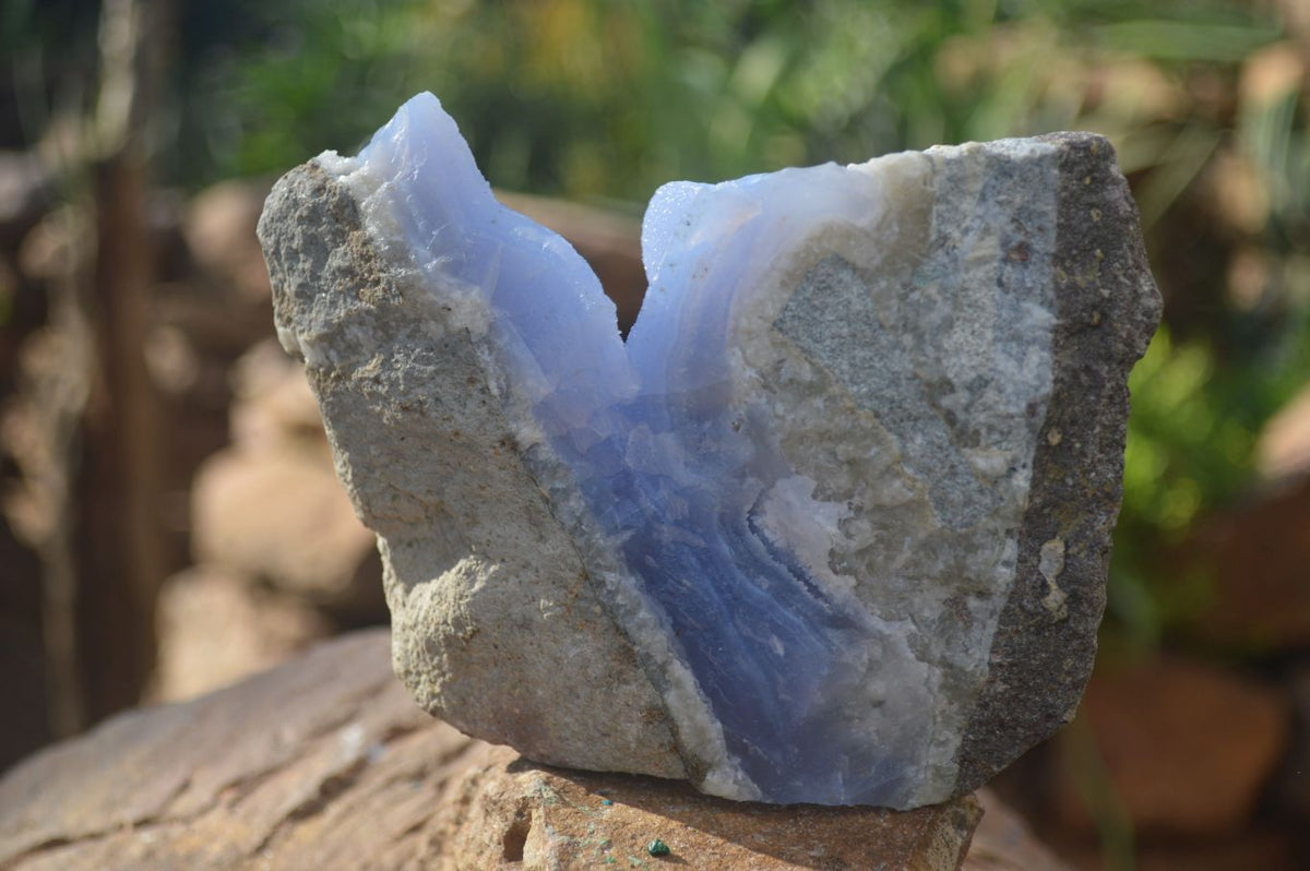 Natural Blue Lace Agate Geode Specimens  x 3 From Malawi - Toprock Gemstones and Minerals 