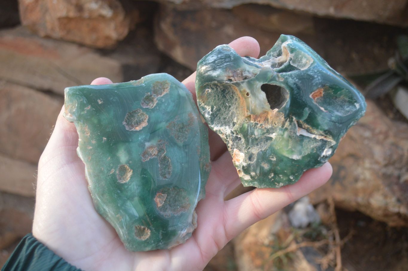 Polished On One Side Emerald Mtorolite Plates x 4 From Mutorashanga, Zimbabwe - Toprock Gemstones and Minerals 