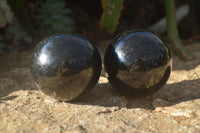 Polished Schorl Black Tourmaline Spheres x 4 From Madagascar - Toprock Gemstones and Minerals 