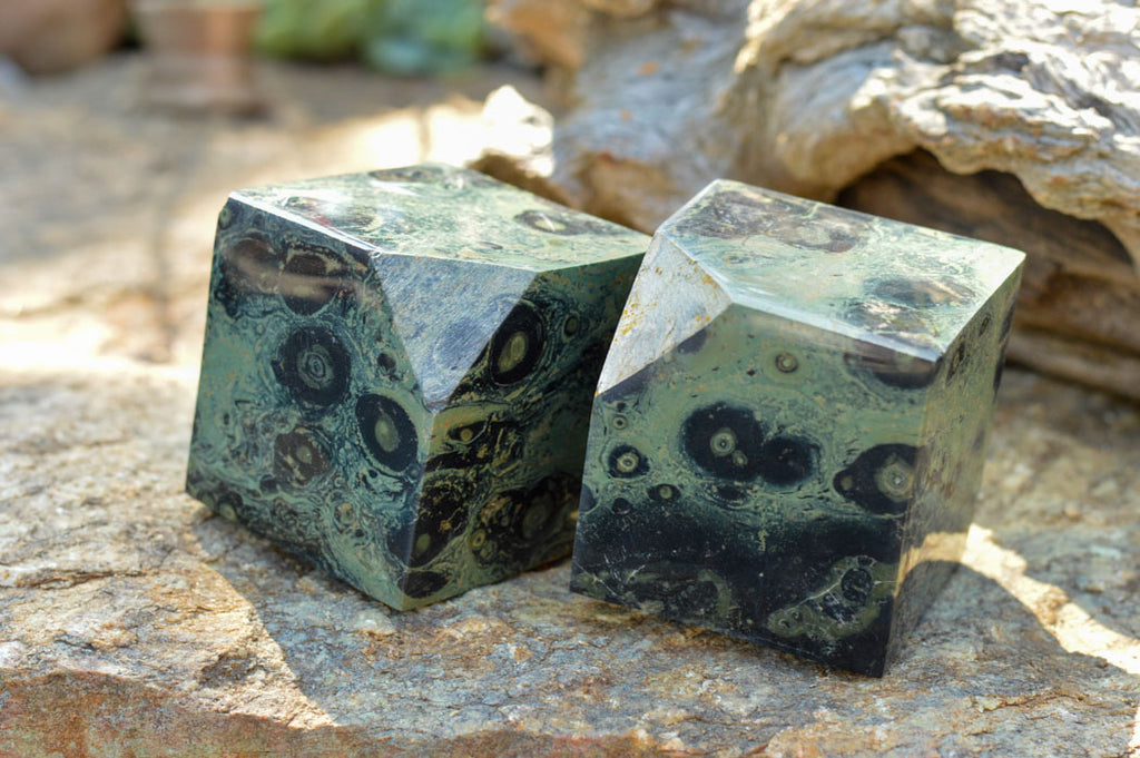 Polished Stromatolite / Kambamba Jasper Cubes (Corners Cut To Stand) x 4 From Mahajanga, Madagascar - TopRock