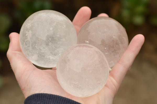 Polished Clear Icy Quartz Crystal Balls / Spheres  x 4 From Madagascar - TopRock