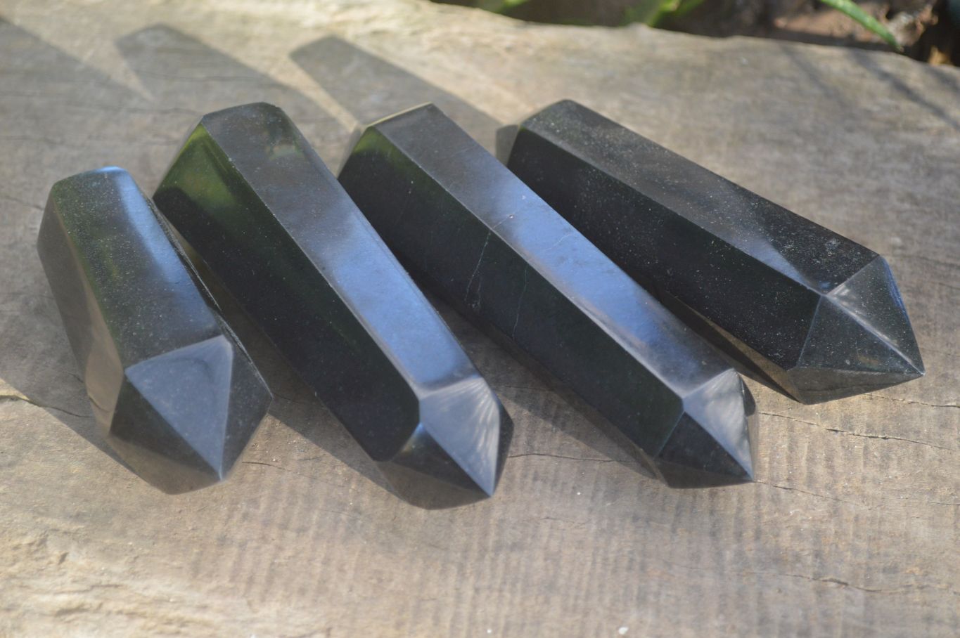 Polished Double Terminated Black Basalt Points  x 4 From Antsirabe, Madagascar - Toprock Gemstones and Minerals 