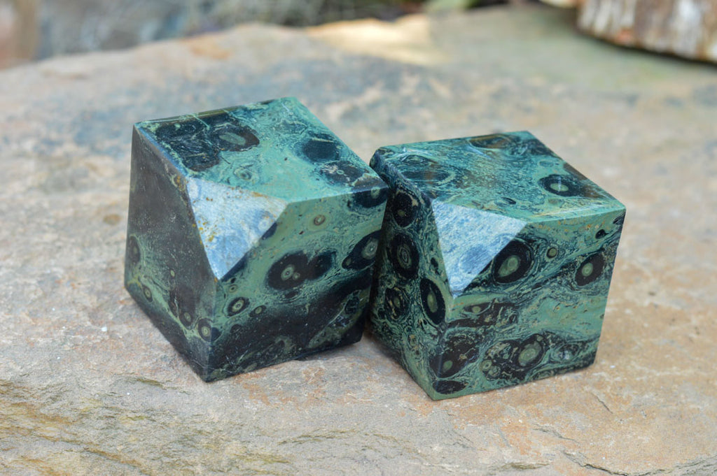 Polished Stromatolite / Kambamba Jasper Cubes (Corners Cut To Stand) x 4 From Mahajanga, Madagascar - TopRock