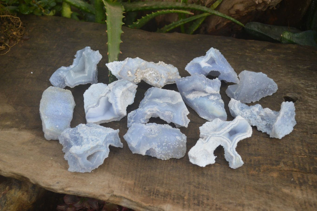 Natural Etched Blue Chalcedony Specimens x 12 From Nsanje, Malawi - Toprock Gemstones and Minerals 