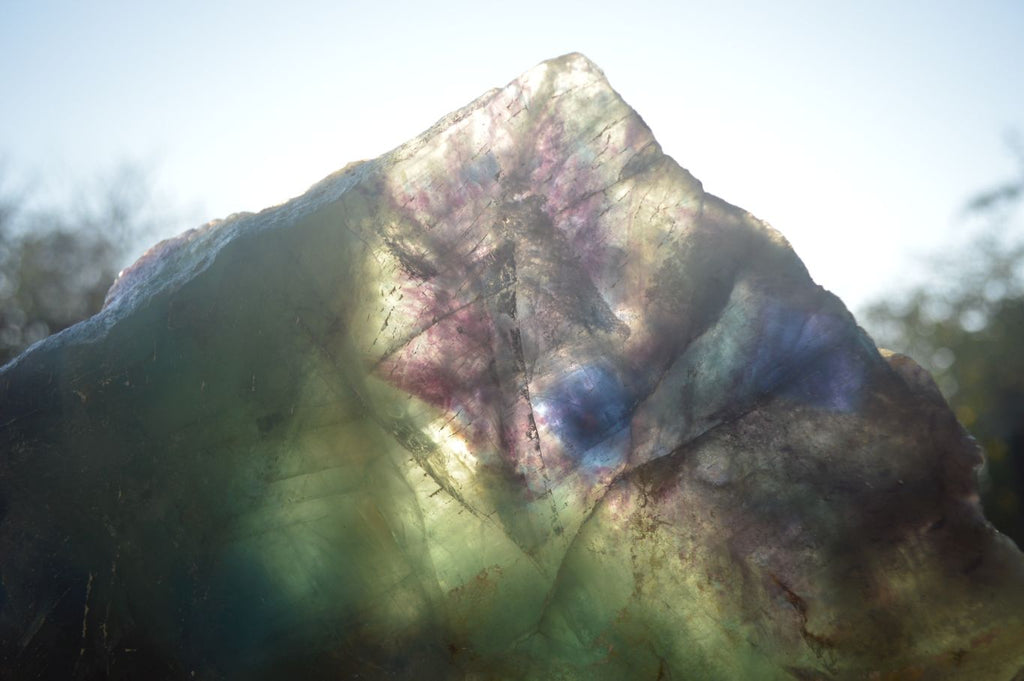 Polished  Watermelon Fluorite Slice With Custom Metal Stand  x 1 From Uis, Namibia - Toprock Gemstones and Minerals 